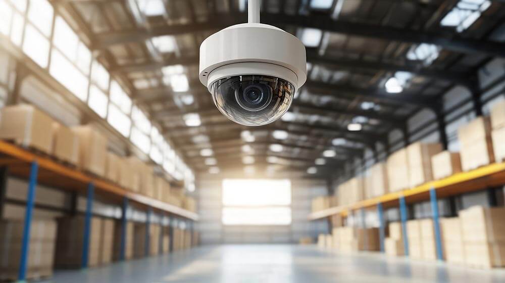 Installateur de caméra de surveillance dans un hangar à Strasbourg